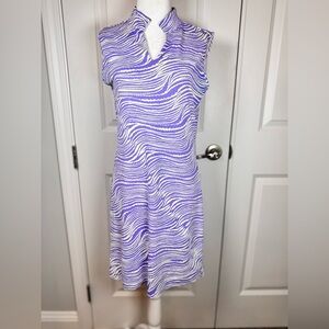 Lulu-B Purple White Swirl Sleeveless Resort Golf Dress Stretch Small